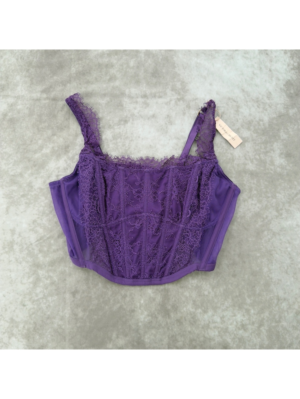 NWT Victoria's Secret Dream Angels Black Velvet Lace Up Corset Bustier Size S-DD